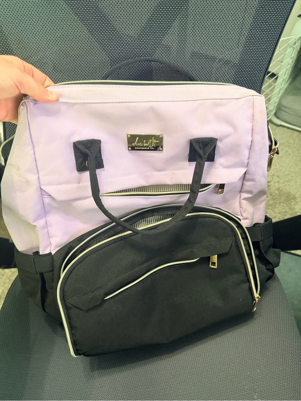 Ju-Ju-Be Lavender and Black Backpack Tote